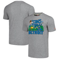 Detroit Lions NFL x Homage x Beavis and Butt-Head Unisex Tri-Blend T-Shirt - Gray