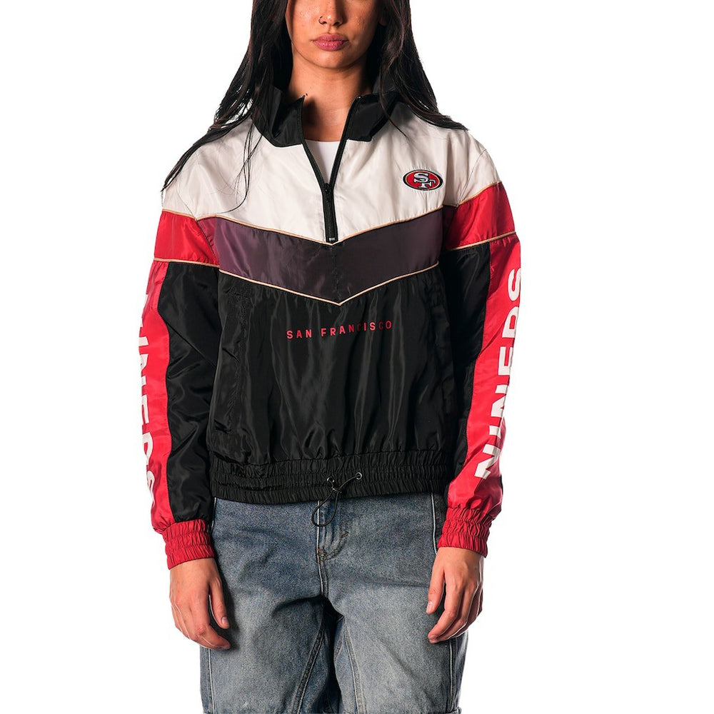 San Francisco 49ers The Wild Collective Women's 1/4 Zip Track Jacket - Black Jackets