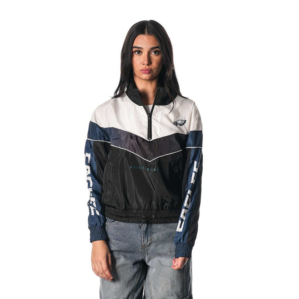 Philadelphia Eagles The Wild Collective Women's 1/4 Zip Track Jacket - Black Jackets