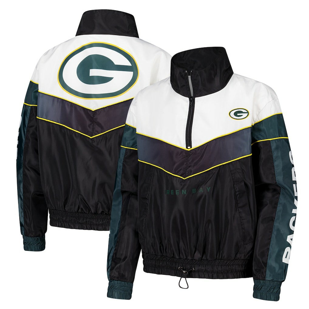 Green Bay Packers The Wild Collective Women's 1/4 Zip Track Jacket - Green Jackets