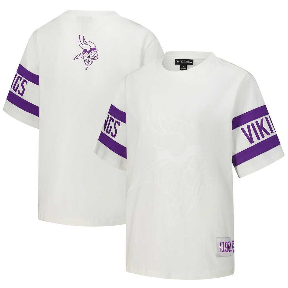 Minnesota Vikings The Wild Collective Women's Drop Shoulder T-Shirt - White T-shirts