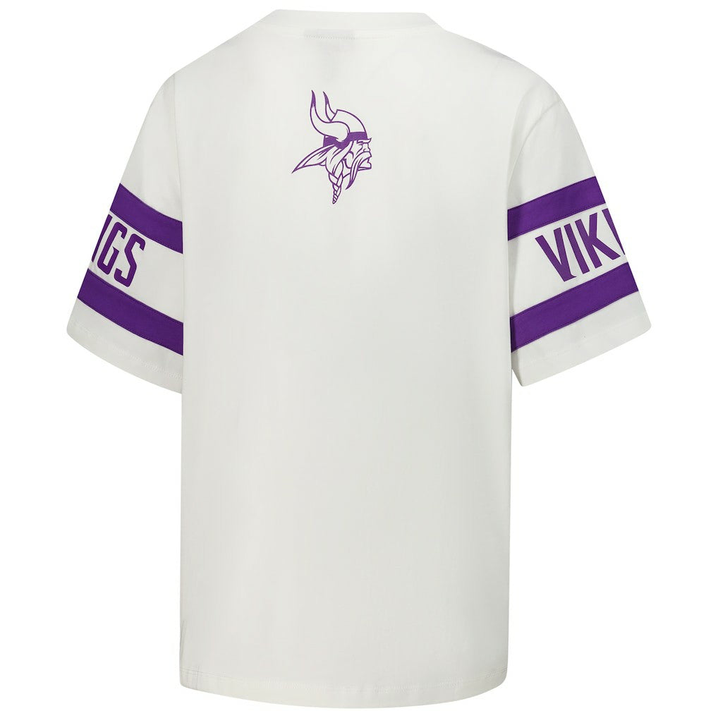 Minnesota Vikings The Wild Collective Women's Drop Shoulder T-Shirt - White T-shirts