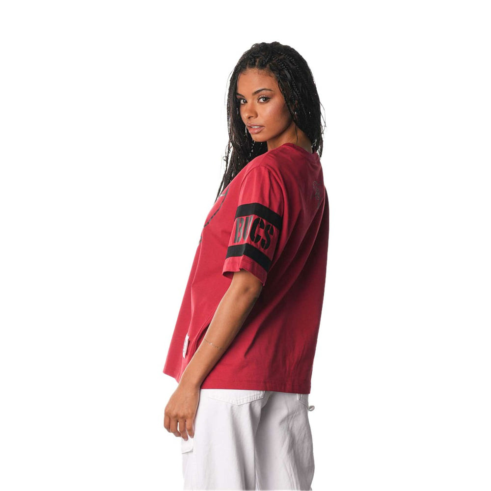 Tampa Bay Buccaneers The Wild Collective Women's Drop Shoulder T-Shirt - Red T-shirts