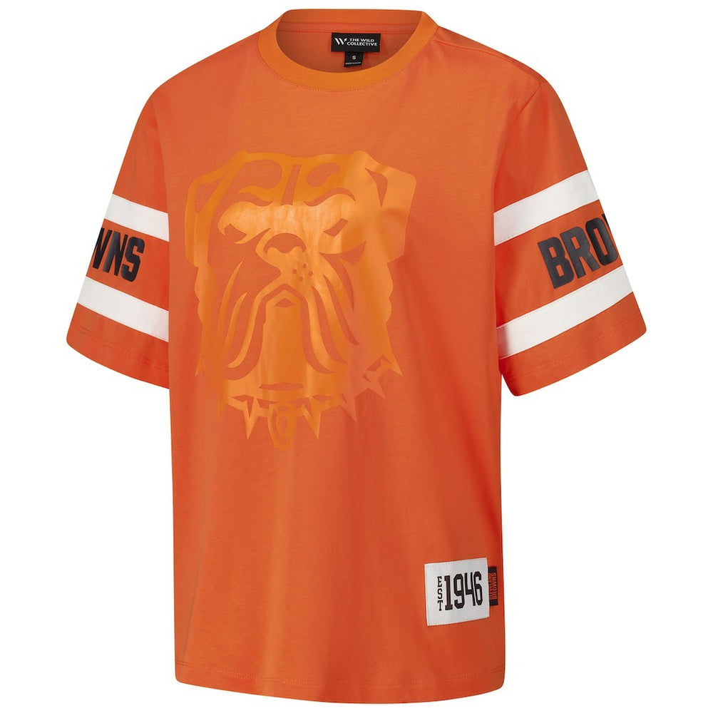 Cleveland Browns The Wild Collective Women's Drop Shoulder T-Shirt - Orange T-shirts