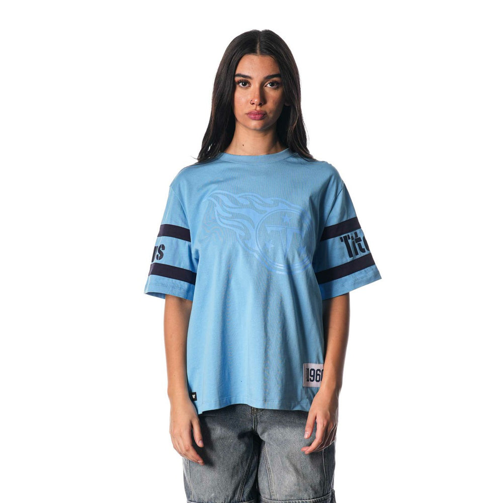 Tennessee Titans The Wild Collective Women's Drop Shoulder T-Shirt - Light Blue T-shirts