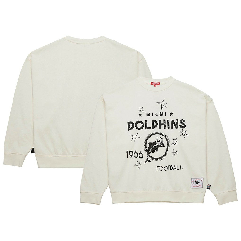 Miami Dolphins Women's Throwback Logo 3.0 Pullover Sweatshirt - Cream Pullover