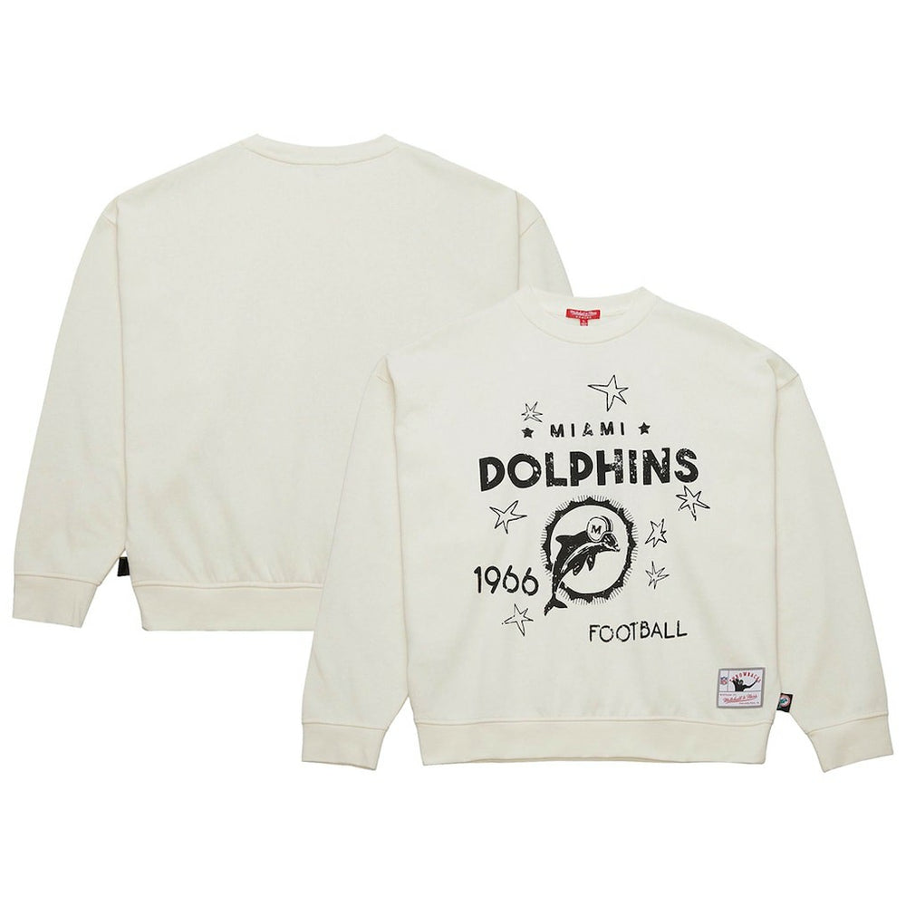 Miami Dolphins Women's Throwback Logo 3.0 Pullover Sweatshirt - Cream Pullover