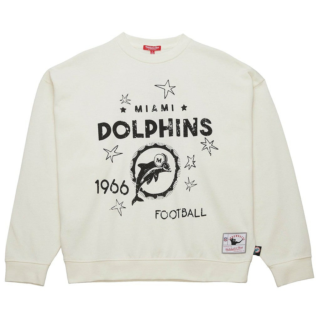 Miami Dolphins Women's Throwback Logo 3.0 Pullover Sweatshirt - Cream Pullover