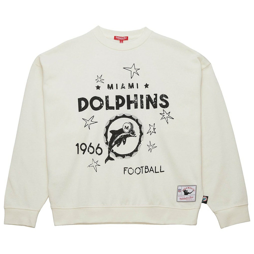 Miami Dolphins Women's Throwback Logo 3.0 Pullover Sweatshirt - Cream Pullover