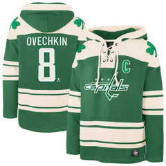 Alexander Ovechkin Washington Capitals '47 St. Patrick's Day Player Name & Number Lacer Pullover Hoodie - Kelly Green | US 201837444