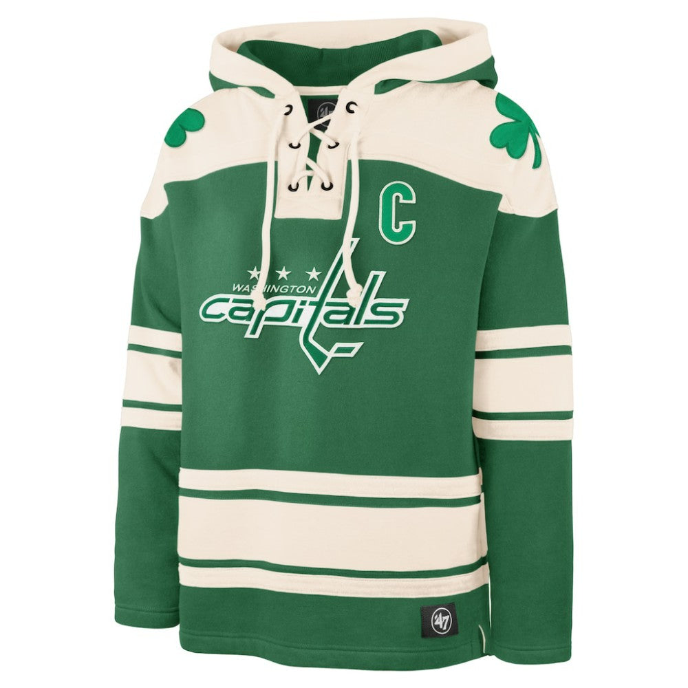 Alexander Ovechkin Washington Capitals '47 St. Patrick's Day Player Name & Number Lacer Pullover Hoodie - Kelly Green | US 201837444