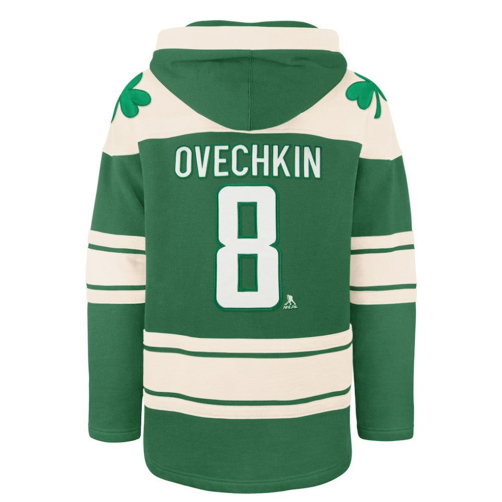Alexander Ovechkin Washington Capitals '47 St. Patrick's Day Player Name & Number Lacer Pullover Hoodie - Kelly Green | US 201837444
