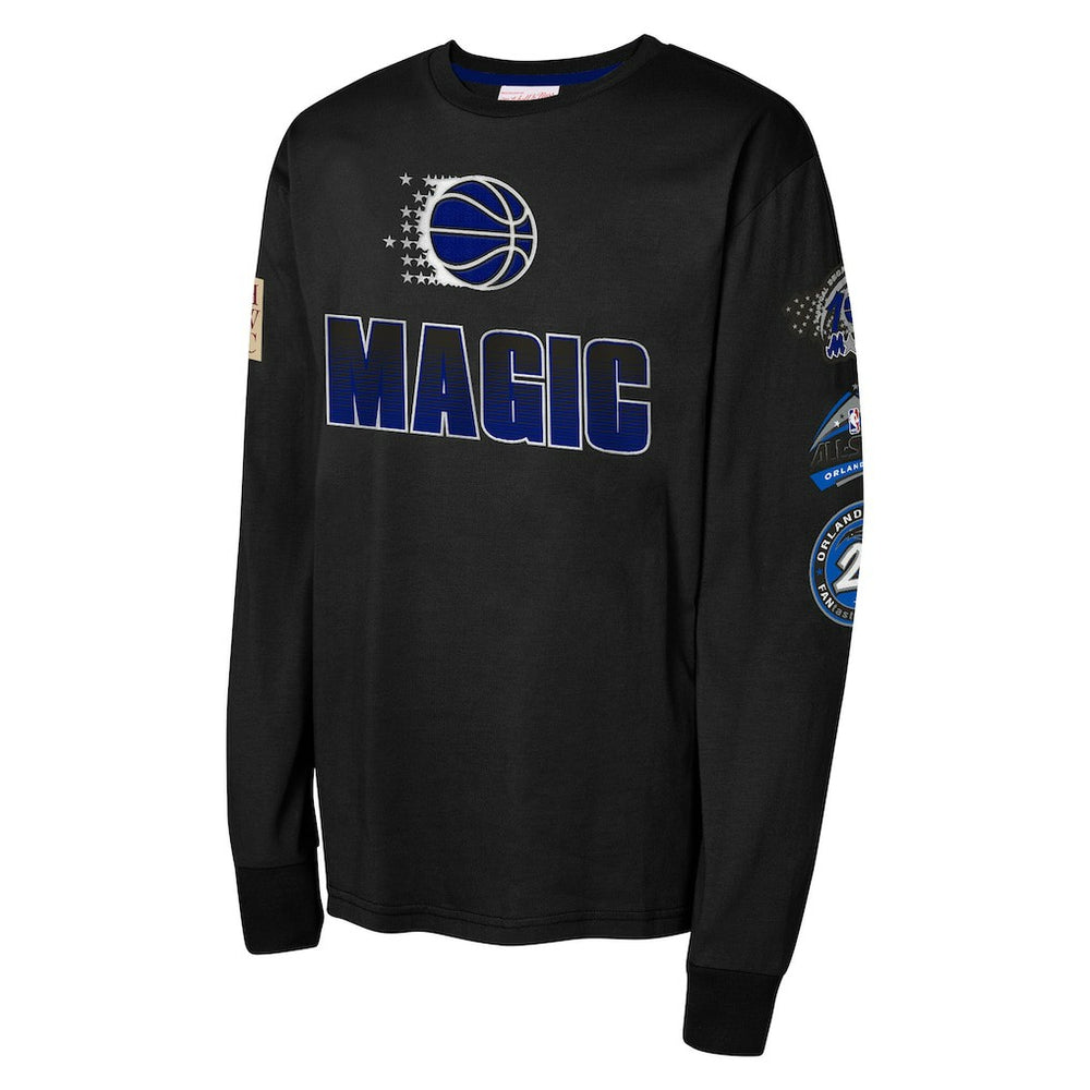 Orlando Magic Youth Hardwood Classics All Over Long Sleeve T-Shirt Black - Mitchell & Ness