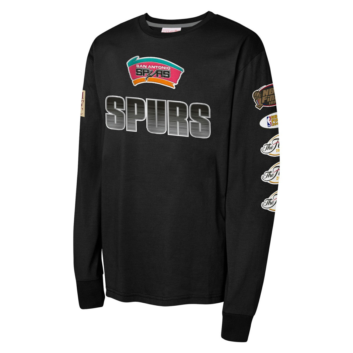 San Antonio Spurs Youth Hardwood Classics All Over Long Sleeve T-Shirt Black - Mitchell & Ness