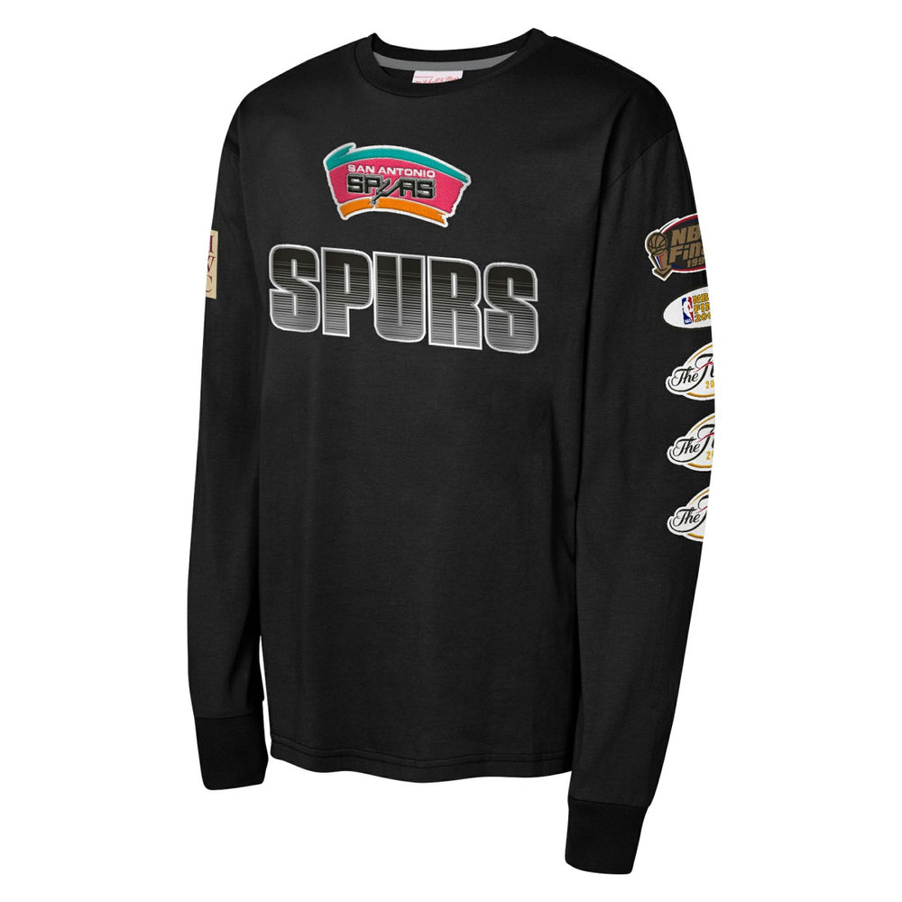 San Antonio Spurs Youth Hardwood Classics All Over Long Sleeve T-Shirt Black - Mitchell & Ness