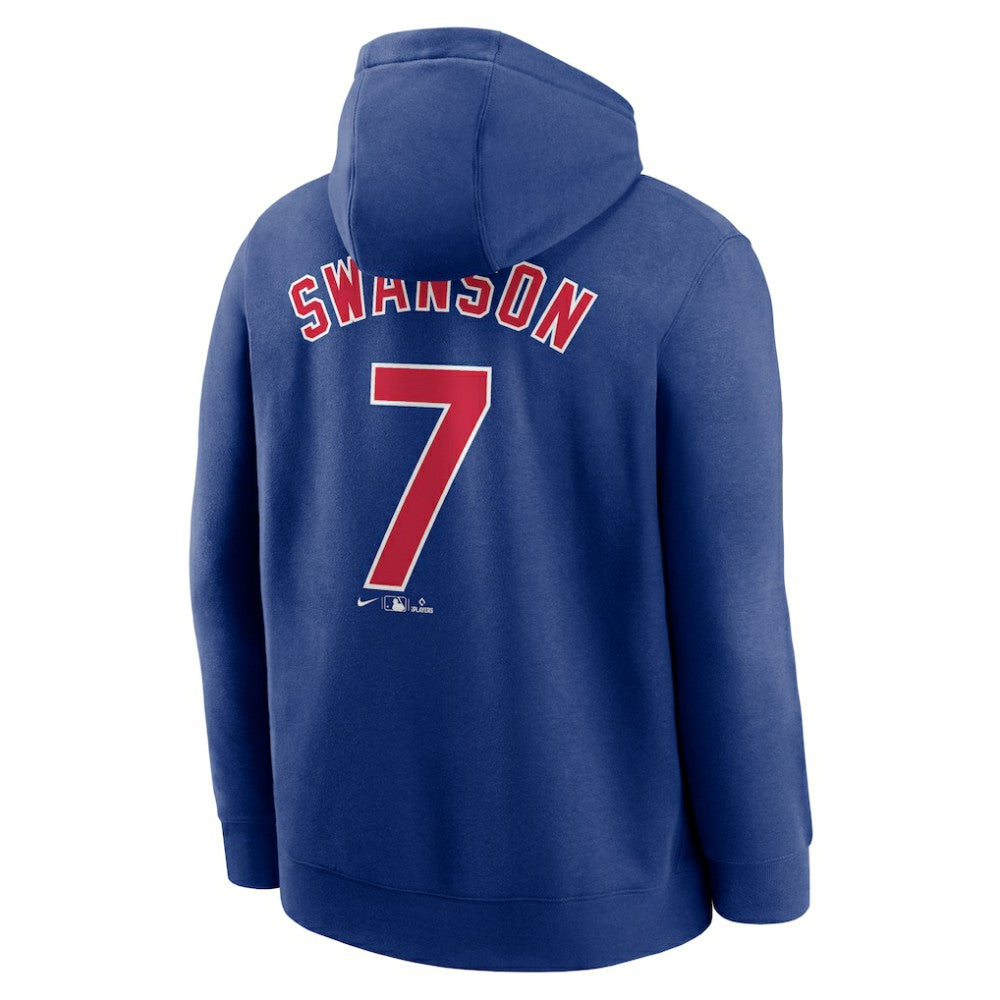 Dansby Swanson Chicago Cubs Nike Player Name & Number Club Pullover Hoodie - Royal Hoodies