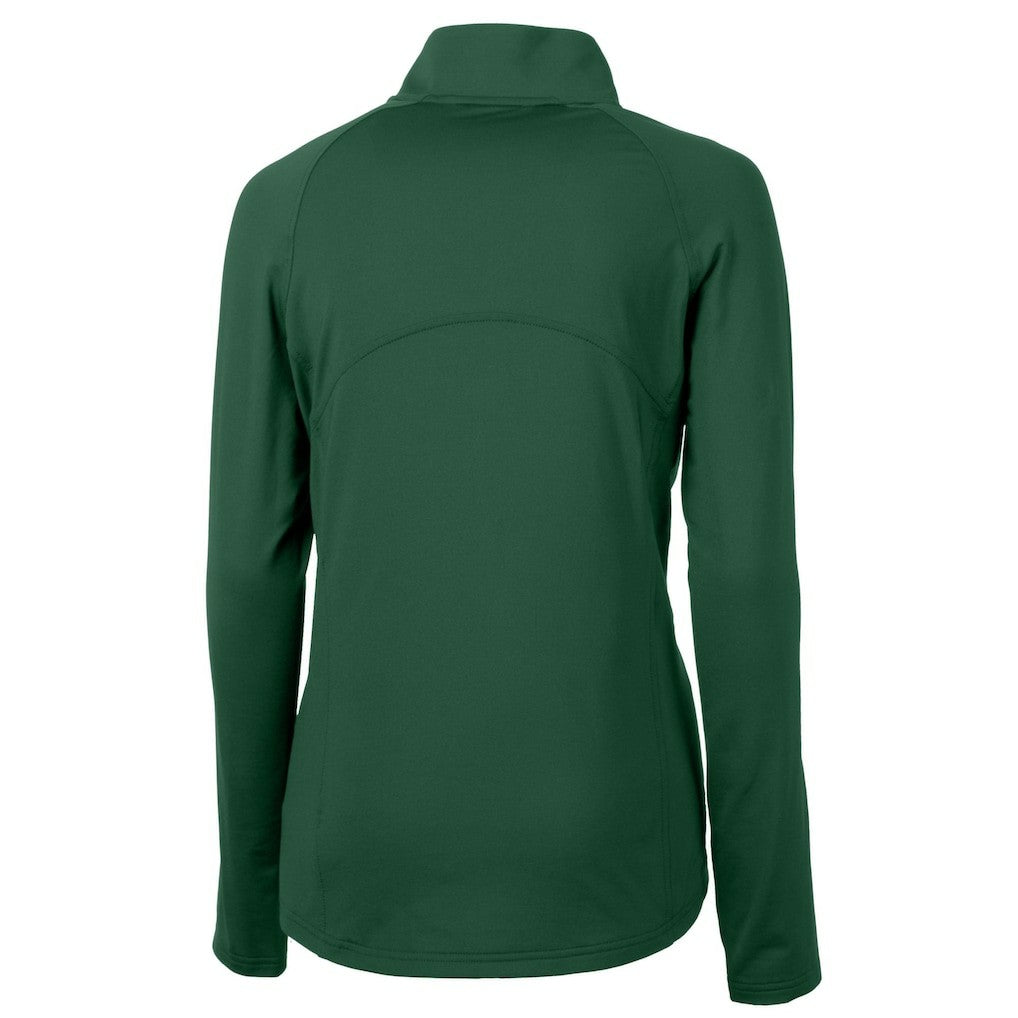 New York Jets Cutter & Buck Women's Primary Logo DryTec Adapt Eco Knit Stretch Recycled Raglan Half-Zip Top - Hunter Green Tops