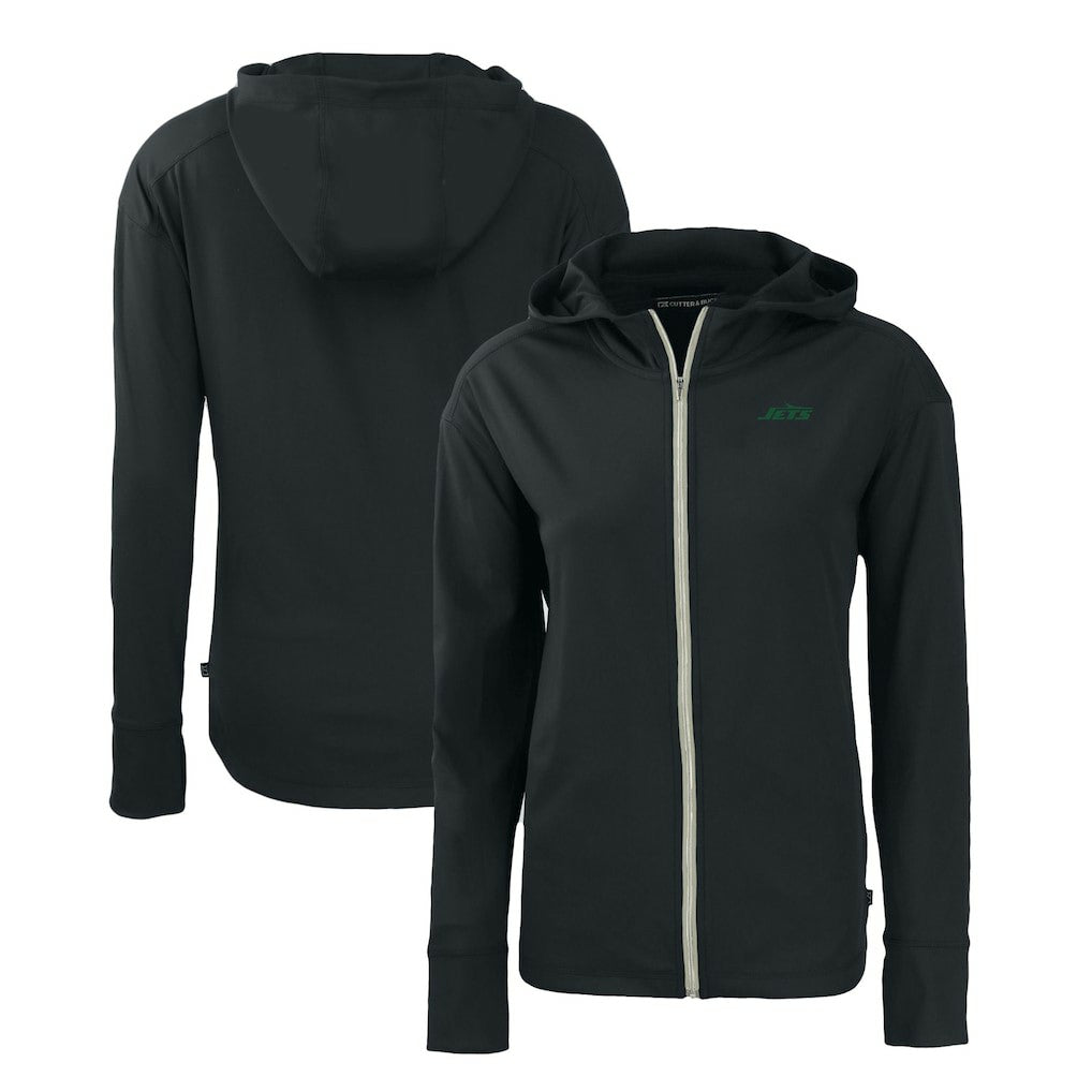 New York Jets Cutter & Buck Women's Primary Logo Daybreak Eco Recycled Full-Zip Hoodie Jacket - Black Hoodies