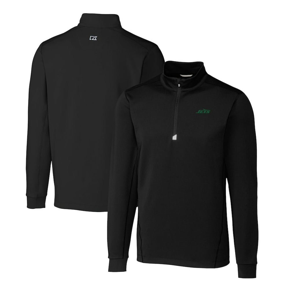 New York Jets Cutter & Buck Primary Logo Traverse Stretch Quarter-Zip Top - Black Tops