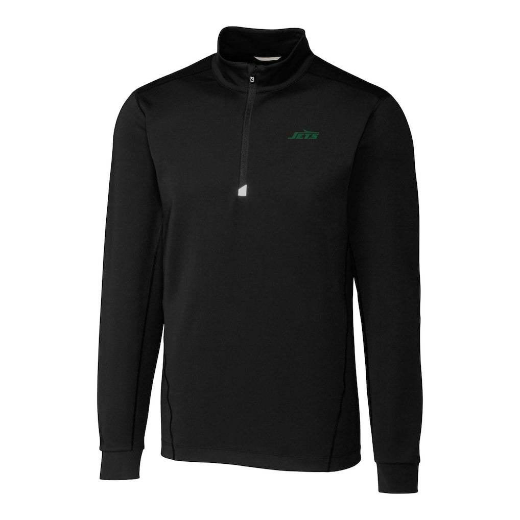 New York Jets Cutter & Buck Primary Logo Traverse Stretch Quarter-Zip Top - Black Tops