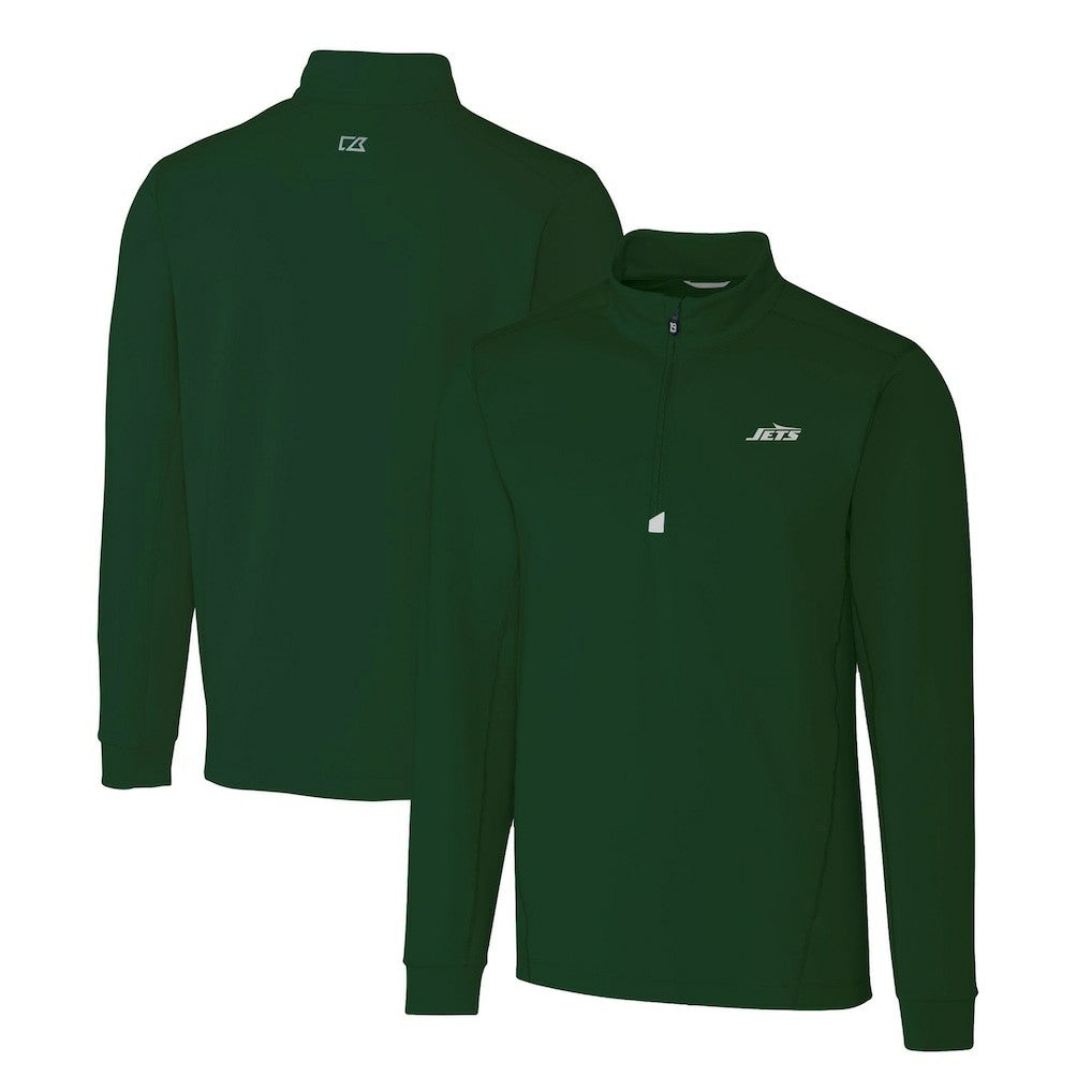 New York Jets Cutter & Buck Primary Logo Traverse Stretch Quarter-Zip Top - Hunter Green Tops