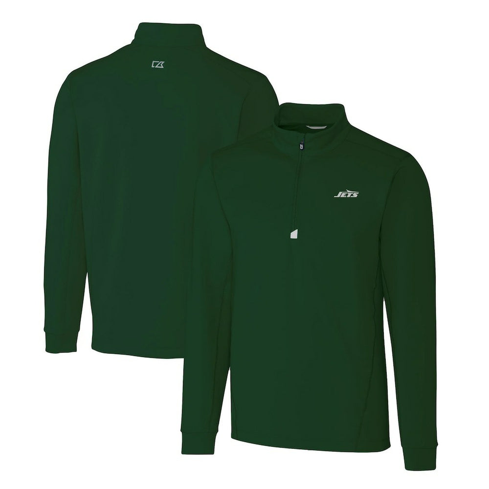 New York Jets Cutter & Buck Primary Logo Traverse Stretch Quarter-Zip Top - Hunter Green Tops