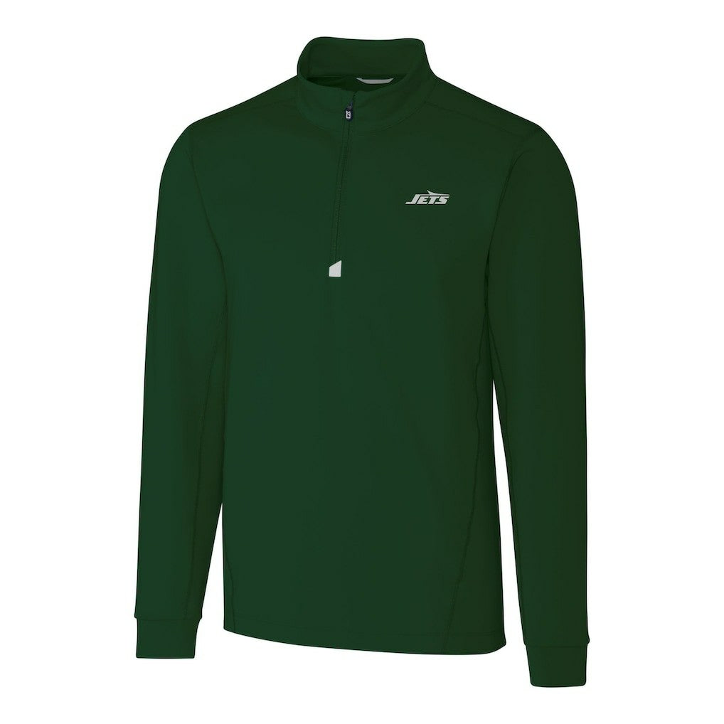 New York Jets Cutter & Buck Primary Logo Traverse Stretch Quarter-Zip Top - Hunter Green Tops