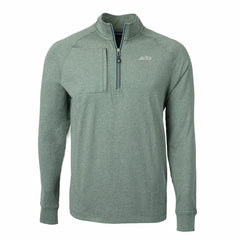 New York Jets Cutter & Buck Primary Logo Adapt Eco Knit Quarter-Zip Top - Heather Green Tops