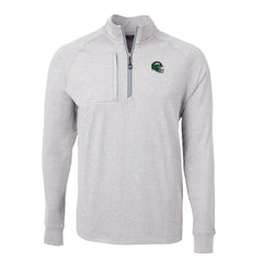 New York Jets Cutter & Buck Helmet Adapt Eco Knit Quarter-Zip Top - Heather Gray Tops