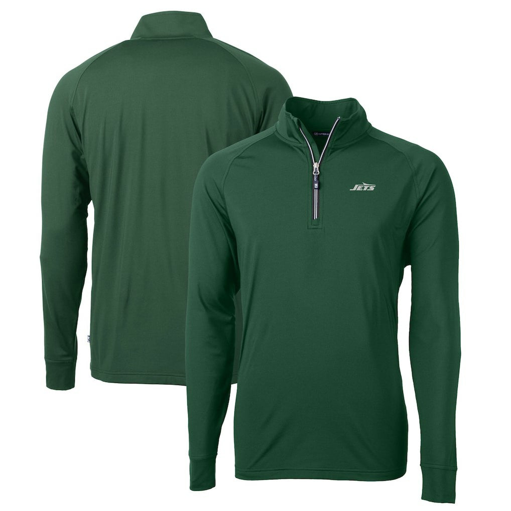 New York Jets Cutter & Buck Primary Logo Adapt Eco Knit Stretch Recycled Quarter-Zip Top - Hunter Green Tops