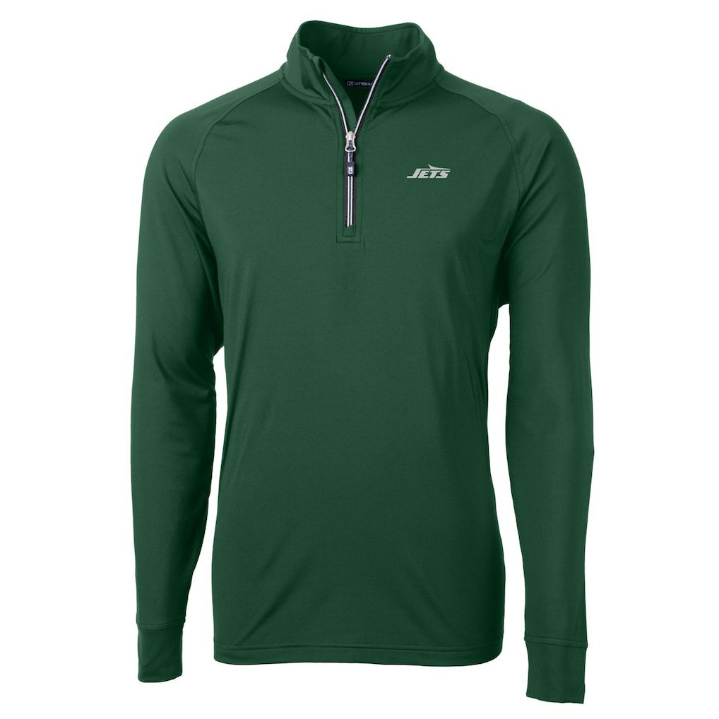New York Jets Cutter & Buck Primary Logo Adapt Eco Knit Stretch Recycled Quarter-Zip Top - Hunter Green Tops