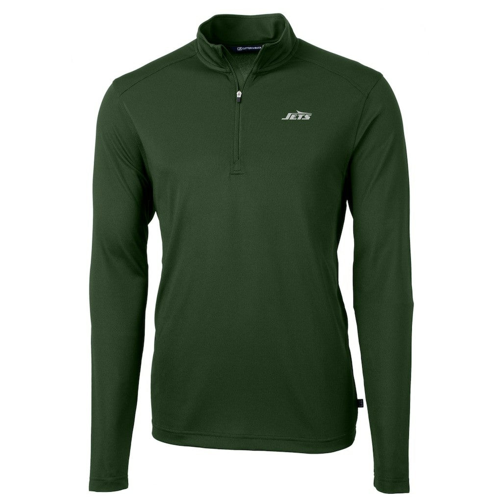 New York Jets Cutter & Buck Primary Logo Virtue Eco Pique Recycled Quarter-Zip Pullover Top - Hunter Green Pullover