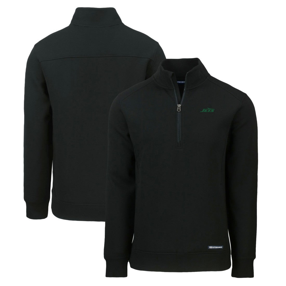 New York Jets Cutter & Buck Primary Logo Roam Eco Recycled Quarter-Zip Pullover Top - Black Pullover