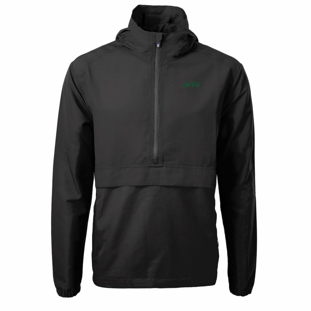 New York Jets Cutter & Buck Primary Logo Charter Eco Recycled Half-Zip Anorak Jacket - Black Jackets