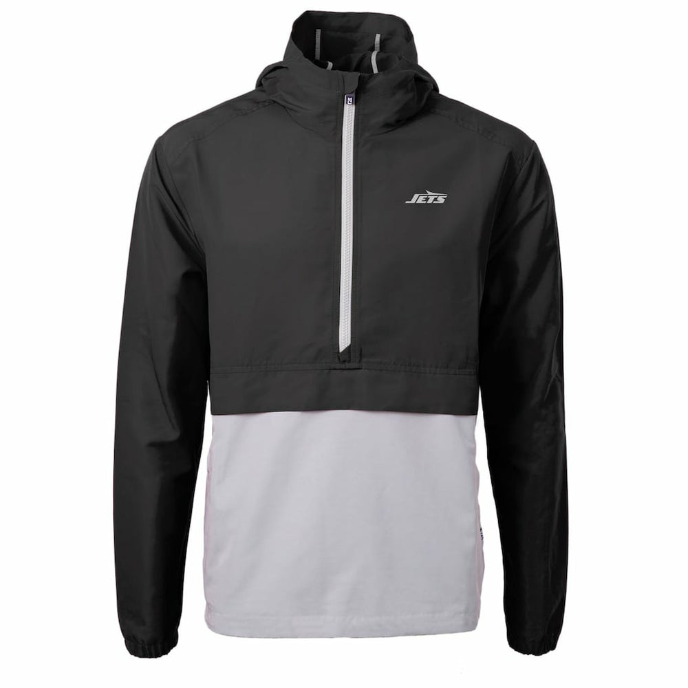 New York Jets Cutter & Buck Monochromatic Logo Charter Eco Recycled Half-Zip Anorak Jacket - Black/Gray Jackets