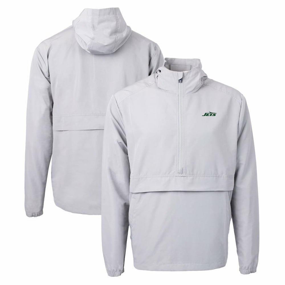 New York Jets Cutter & Buck Primary Logo Charter Eco Recycled Half-Zip Anorak Jacket - Gray Jackets