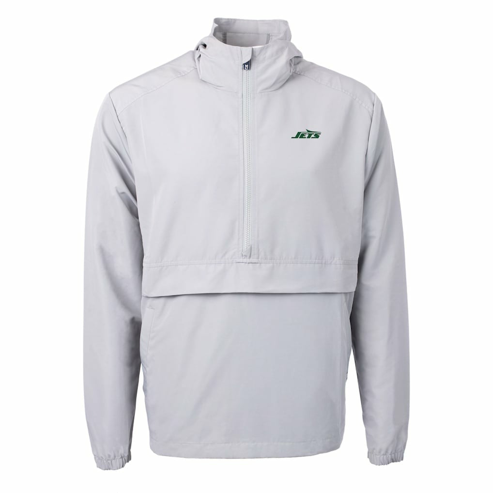 New York Jets Cutter & Buck Primary Logo Charter Eco Recycled Half-Zip Anorak Jacket - Gray Jackets