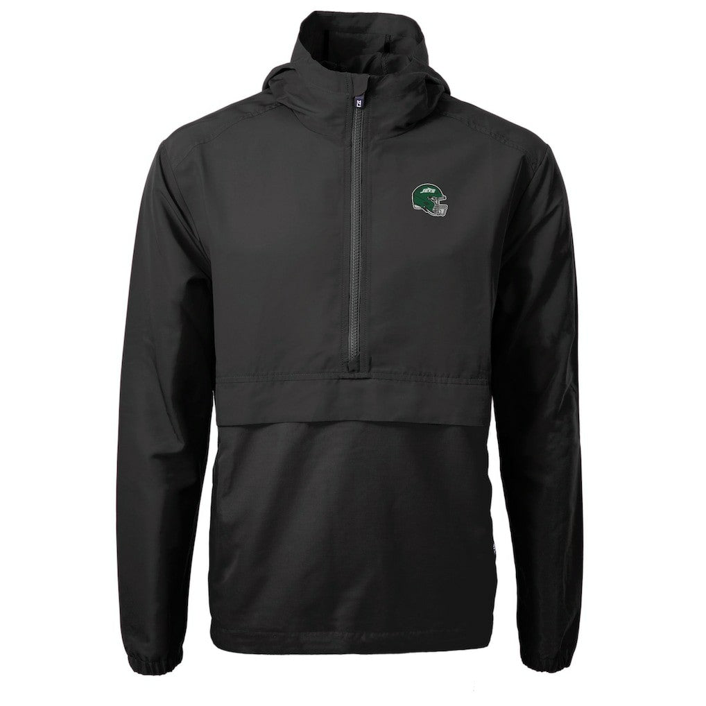 New York Jets Cutter & Buck Helmet Charter Eco Recycled Half-Zip Anorak Jacket - Black Jackets