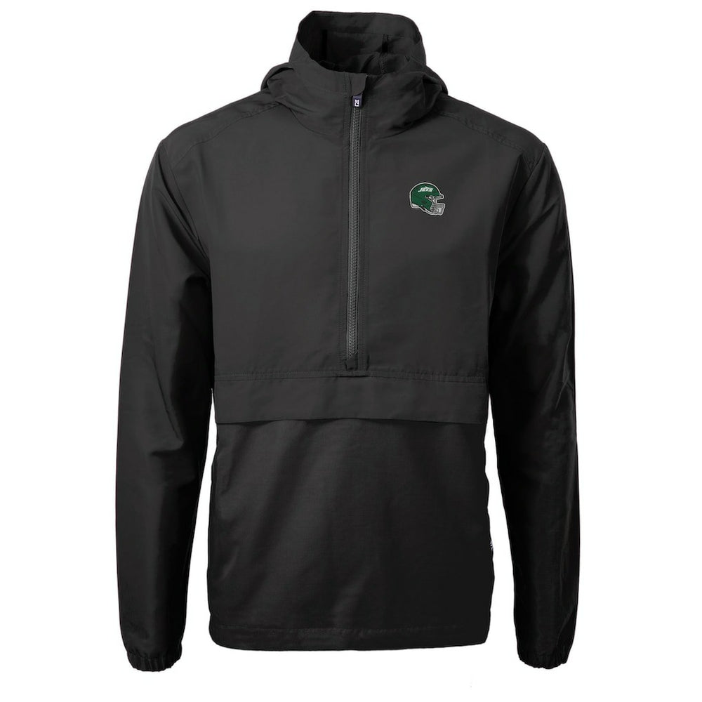 New York Jets Cutter & Buck Helmet Charter Eco Recycled Half-Zip Anorak Jacket - Black Jackets