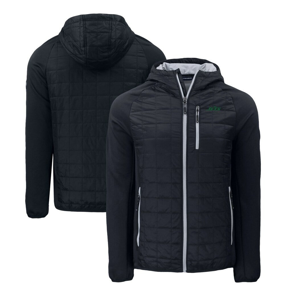 New York Jets Cutter & Buck Primary Logo Rainier PrimaLoft Eco Full-Zip Hybrid Jacket - Black Jackets