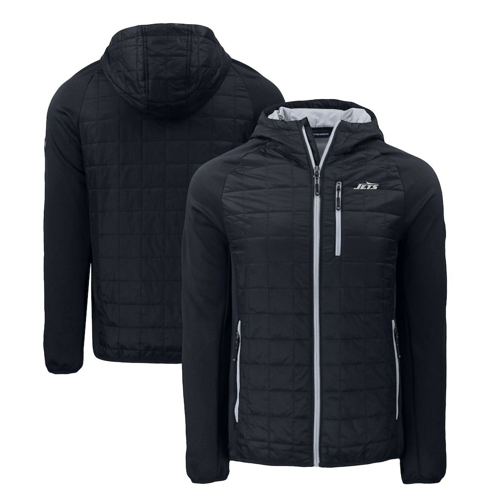 New York Jets Cutter & Buck Monochromatic Logo Rainier PrimaLoft Eco Full-Zip Hybrid Jacket - Black Jackets