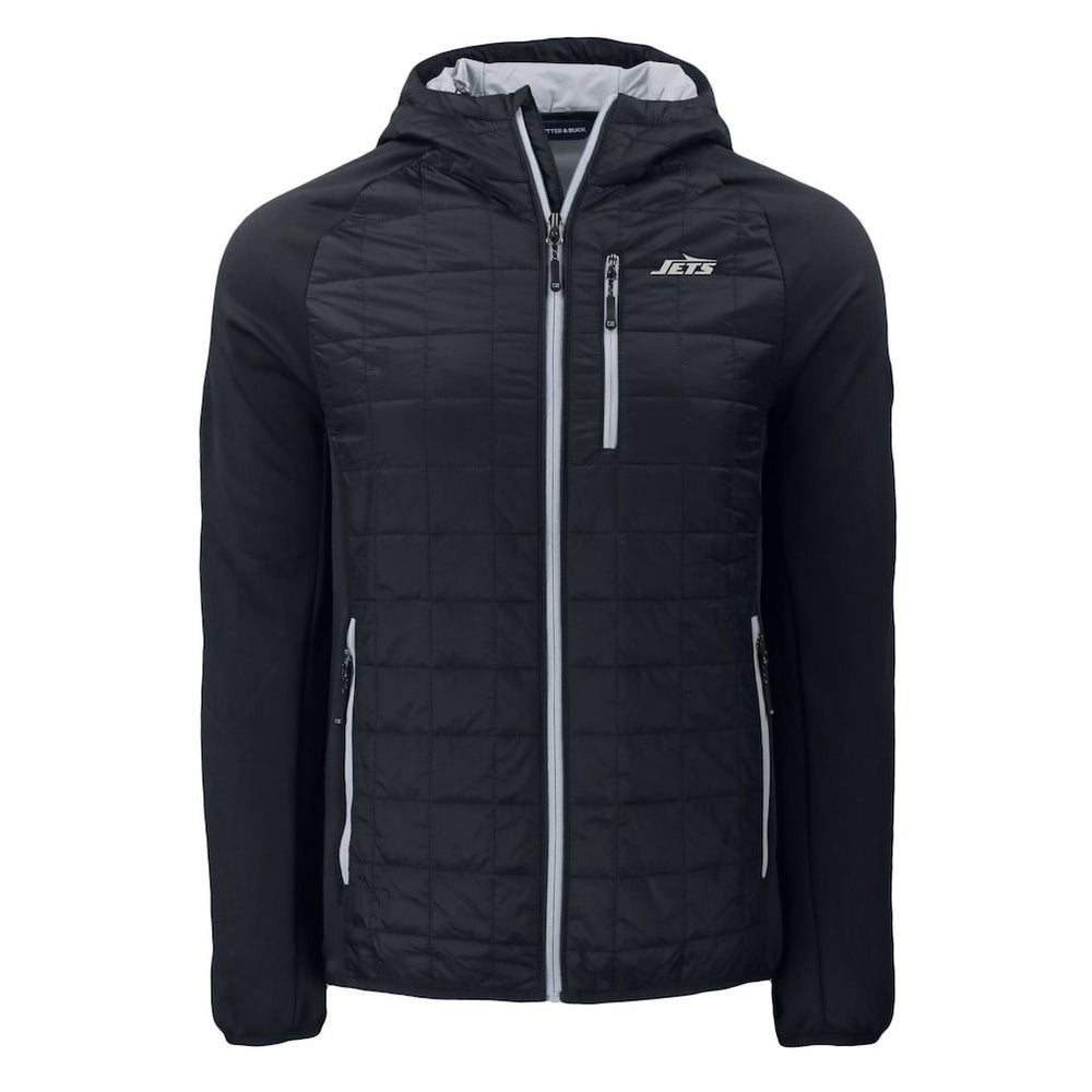 New York Jets Cutter & Buck Monochromatic Logo Rainier PrimaLoft Eco Full-Zip Hybrid Jacket - Black Jackets