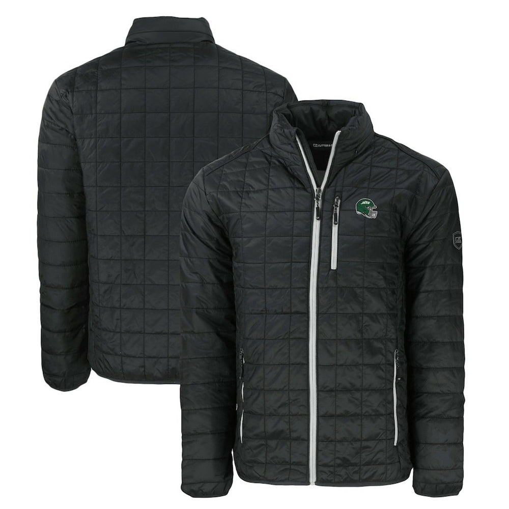 New York Jets Cutter & Buck Big & Tall Helmet Rainier PrimaLoft Eco Insulated Full-Zip Puffer Jacket - Black Jackets