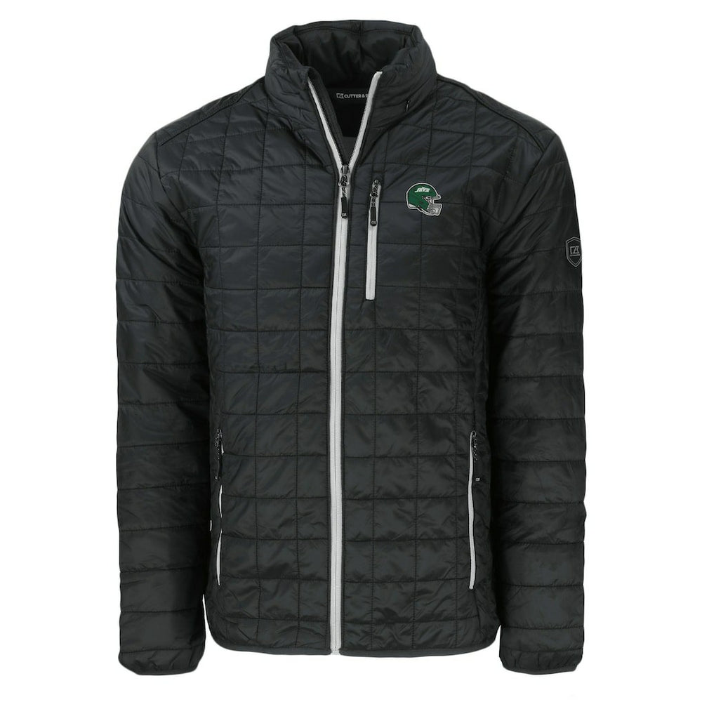 New York Jets Cutter & Buck Big & Tall Helmet Rainier PrimaLoft Eco Insulated Full-Zip Puffer Jacket - Black Jackets