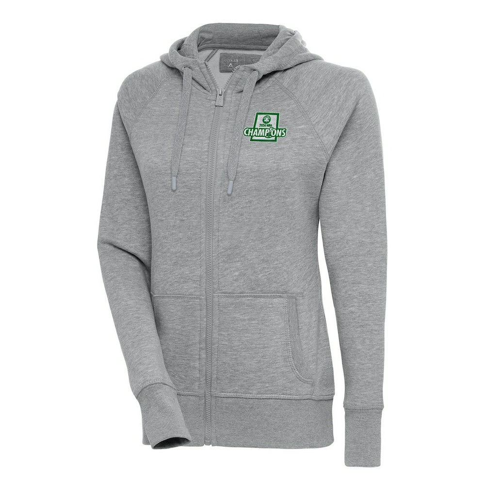 Boston Celtics Antigua Women's 2024 NBA Finals Champions Victory Raglan Full-Zip Jacket Heather Gray outlet