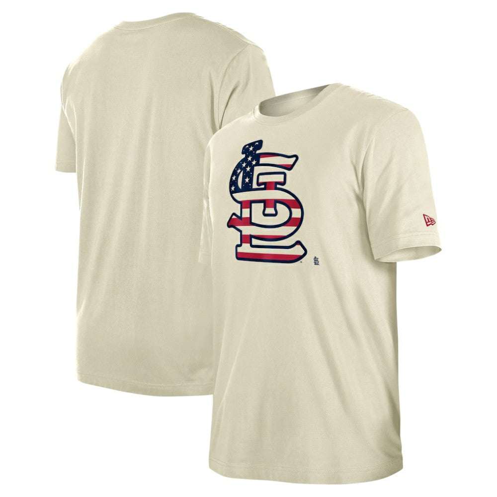 St. Louis Cardinals New Era Americana Flag Fill T-Shirt - Cream T-shirts