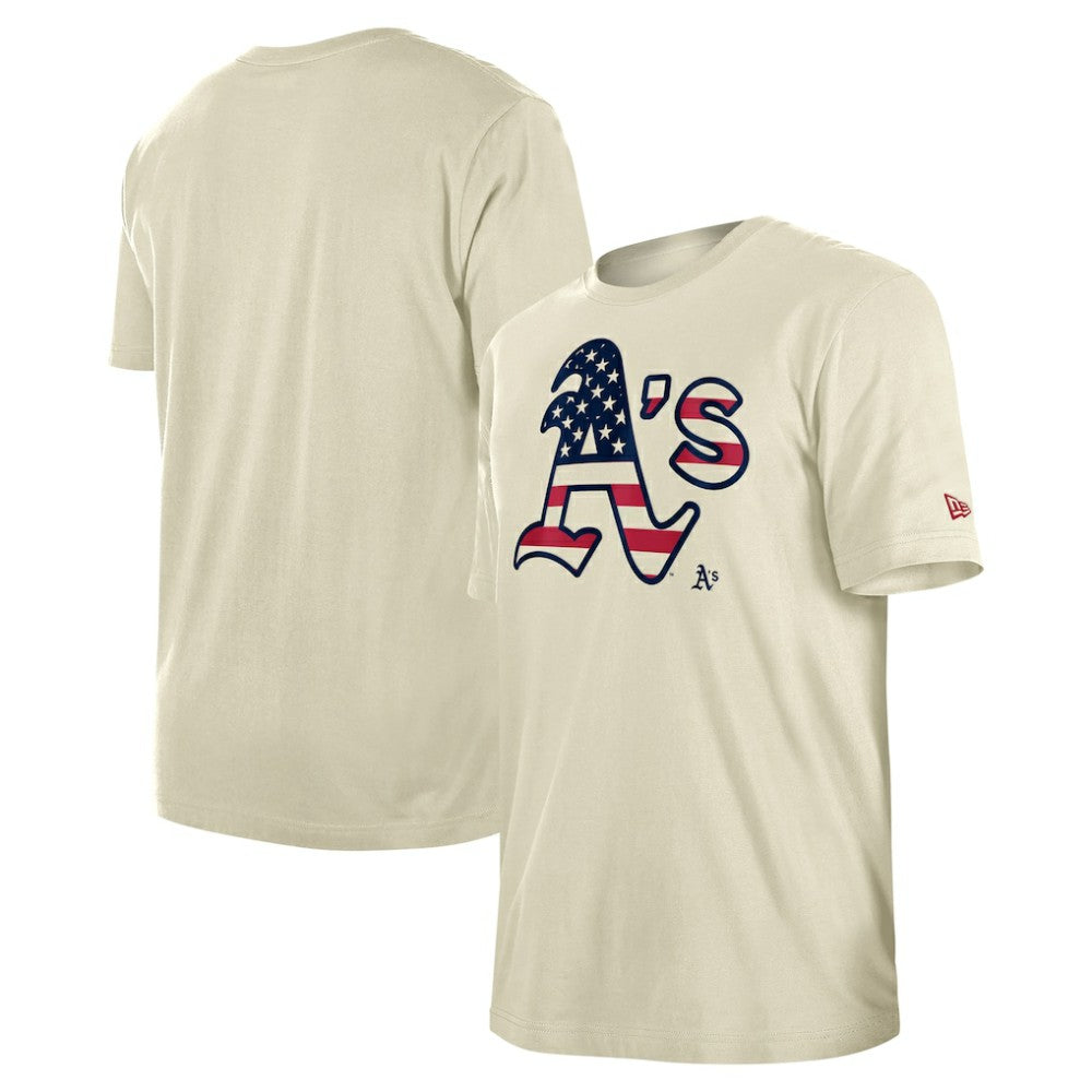 Athletics New Era Americana Flag Fill T-Shirt - Cream T-shirts