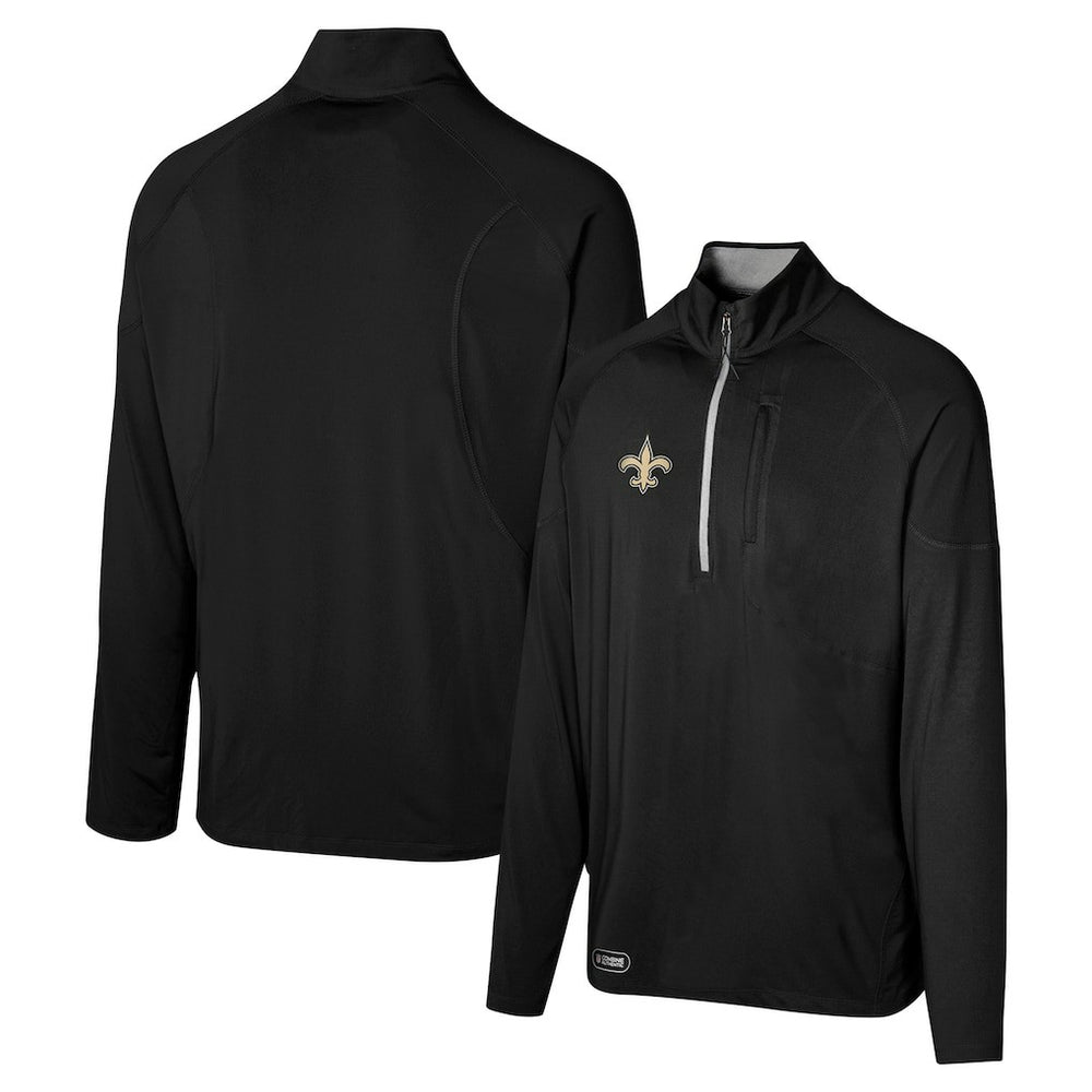 New Orleans Saints Grind Iron Quarter-Zip Top - Black Tops