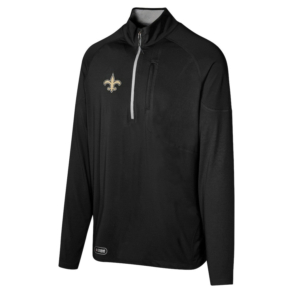 New Orleans Saints Grind Iron Quarter-Zip Top - Black Tops