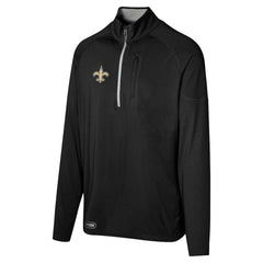New Orleans Saints Grind Iron Quarter-Zip Top - Black Tops